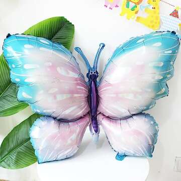Weenkeey 6th Butterfly Birthday Balloons Giant Purple Butterfly Aluminum Foil Balloon Number 6 Mylar Balloon for Butterfly Theme Party Supplies Baby Shower Girls Birthday Decor