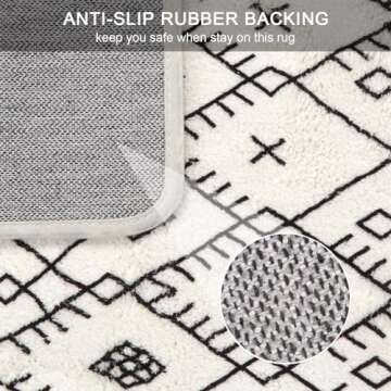 Uphome Bathroom Runner Rug 18x47 inch Boho Long Bath Mat Non-Slip Moroccan Geometric Farmhouse Bath Rug Soft Velvet Machine Washable Floor Mats for Bathtub Sink Shower