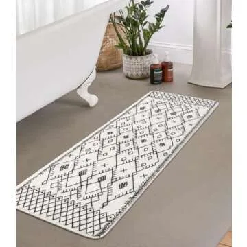Uphome Boho Bathroom Runner Rug Non-Slip Soft Velvet