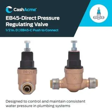 Cash Acme EB45 SharkBite Pressure Regulating Valve, Direct, 1/2 Inch Push to Connect, Poly Top, 45 P...