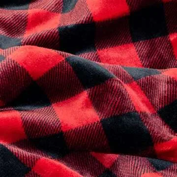 BEAUTEX Sherpa Fleece Flannel Throw Blanket, Super Soft Warm Buffalo Plaid Plush Blankets and Throws,Cozy Fuzzy Christmas Blanket for Couch Sofa Bed (Red, Throw 50" x 60")