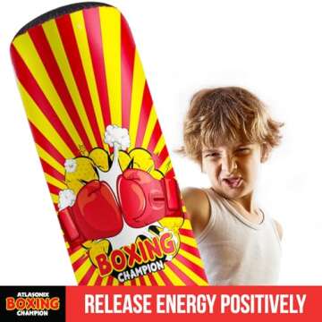 Punching Bag for Kids 8-12 Inflatable Boxing Toy for Boys Age 4-8, Standing Kick Dummy Karate Taekwondo Equipment Fun Active Game, Birthday Gift