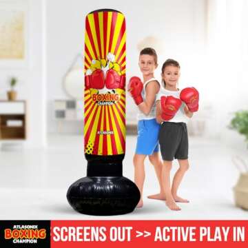 Punching Bag for Kids 8-12 Inflatable Boxing Toy for Boys Age 4-8, Standing Kick Dummy Karate Taekwondo Equipment Fun Active Game, Birthday Gift