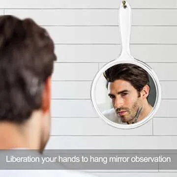 Kmchilj Makeup Hand Mirror, Double-Sided 3X 1x Magnifying Large Travel Handheld Mirror Cosmetic Mirror Acrylic Clear Finish Round Mirror