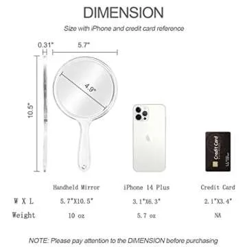 Kmchilj Makeup Hand Mirror, Double-Sided 3X 1x Magnifying Large Travel Handheld Mirror Cosmetic Mirror Acrylic Clear Finish Round Mirror