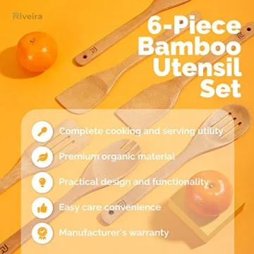 Bamboo Wooden Spoons Set - 6-Piece Cooking Essentials
