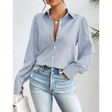 Zeagoo Womens Long Sleeve Blouses Button-Down Shirts Tops for Women Print Work Blouse Fashion