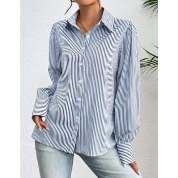 Zeagoo Womens Long Sleeve Blouses Button-Down Shirts Tops for Women Print Work Blouse Fashion
