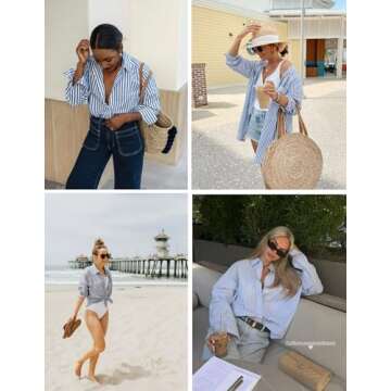 Zeagoo Womens Long Sleeve Blouses Button-Down Shirts Tops for Women Print Work Blouse Fashion