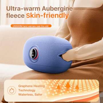 TORRAS UNIWARM Hand Warmers, Graphene Heated Hothands for Reynauds Syndrome/Arthritis, All-Around Hot Hands, 5000mAh Hand Warmers Rechargeable, Hand Warmers for Women/Parents Sky Blue