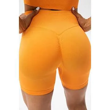 Lavento Women's Scrunch Butt Lifting Seamless Biker Shorts 5 Inch - Tummy Control Gym Workout Shorts (Mustard Yellow, 6)