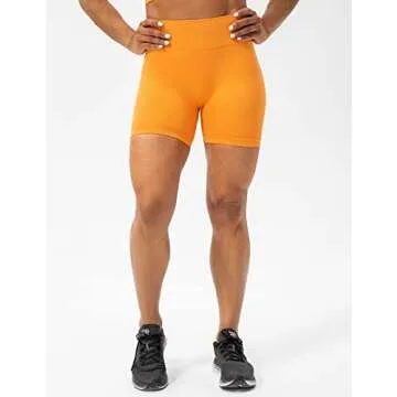 Lavento Women's Scrunch Butt Lifting Seamless Biker Shorts 5 Inch - Tummy Control Gym Workout Shorts (Mustard Yellow, 6)