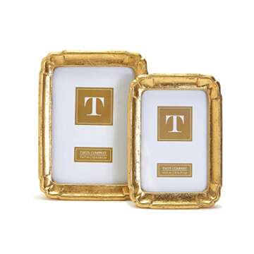 Two's Company Bonheur Set of 2 Gold-Leaf Photo Frames for 4x6" & 5x7" Photos