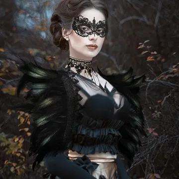 Newcotte 6pc Halloween Feather Cape and Accessories
