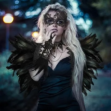 Newcotte 6pc Halloween Feather Cape and Accessories