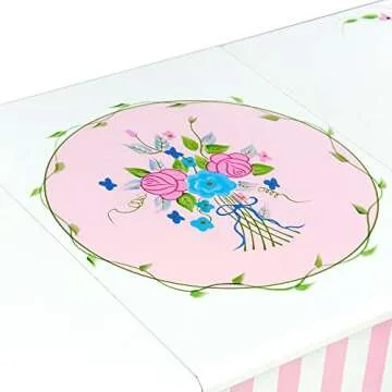Fantasy Fields - Bouquet Thematic Kids Flip Top Mirror Vanity Table and Stool Set | Imagination Inspiring Hand Crafted & Hand Painted Details Non-Toxic, Lead Free Water-based Paint