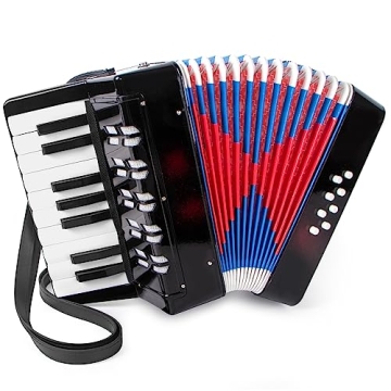 Accordion, 17 Keys Piano Accordion for Kids Students 8 Bass with Straps for Beginners Student Educat...