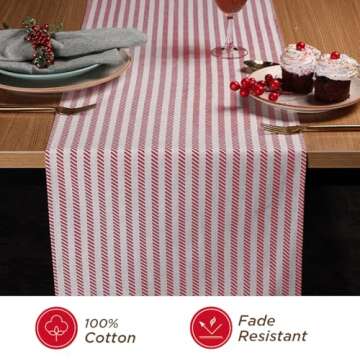 Folkulture Farmhouse Table Runners 72 Inches Long with Tassels for Bohemian Decor,100% Cotton Boho T...