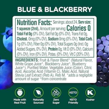 Stur Liquid Water Enhancer | Blue & Blackberry | Naturally Sweetened | High in Vitamin C & Antioxidants | Sugar Free | Zero Calories | Keto | Vegan | 5 Bottles, Makes 120 Drinks