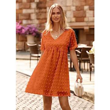 KIRUNDO Women's Summer Casual V Neck Short Dress