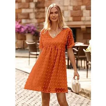 KIRUNDO Women's Summer Casual V Neck Short Dress