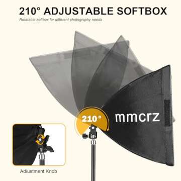 mmcrz 2Pack Professional Softbox Lighting Kit, 16'' x 16'' Studio Lights with 85W 2700-6500K E27 LED Bulbs, Continuous Lighting for Photography/Video Recording/Live Streaming