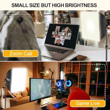 mmcrz 2Pack Professional Softbox Lighting Kit, 16'' x 16'' Studio Lights with 85W 2700-6500K E27 LED Bulbs, Continuous Lighting for Photography/Video Recording/Live Streaming