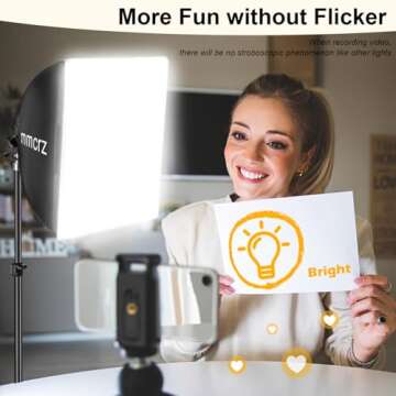 mmcrz 2Pack Professional Softbox Lighting Kit, 16'' x 16'' Studio Lights with 85W 2700-6500K E27 LED Bulbs, Continuous Lighting for Photography/Video Recording/Live Streaming