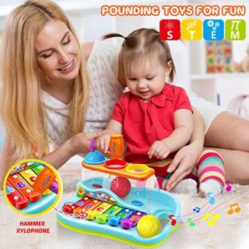 NVHH Baby Toys 12-18 Months Hammer Pounding Xylophone Kids Gifts for 1 2 3+ Year Old Boys Girls, Ear...
