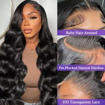 Redice 30Inch Body Wave Lace Front Wigs Human Hair 200% Density 13x6 HD Lace Frontal Wigs Human Hair Pre Plucked with Baby Hair Lace Frontal Wigs Glueless Wigs Human Hair Wigs for Women