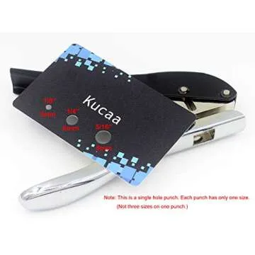 Kucaa Metal Silver Hand-held 1/4 inch 6mm Round Heavy Duty Single Circle Hole Punch for ID Cards PVC Cards Badge Photos