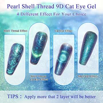 MIZHSE Cat Eye Nail Polish 6 Pcs, Magnetic Gel Polish Set 10ml Thread Effect Soak off Nail Art DIY M...