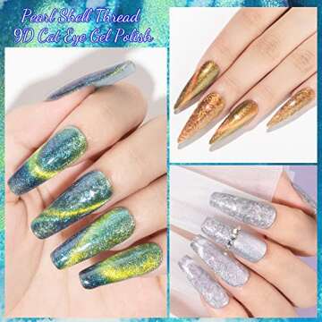 MIZHSE Cat Eye Nail Polish 6 Pcs, Magnetic Gel Polish Set 10ml Thread Effect Soak off Nail Art DIY Manicure Set for Home Salon