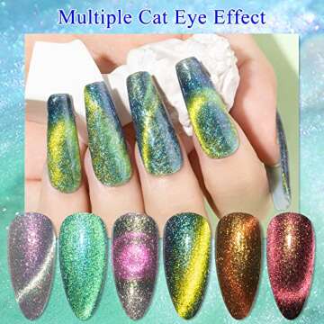MIZHSE Cat Eye Nail Polish 6 Pcs, Magnetic Gel Polish Set 10ml Thread Effect Soak off Nail Art DIY Manicure Set for Home Salon