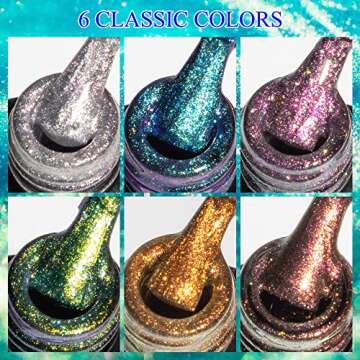 MIZHSE Cat Eye Nail Polish 6 Pcs, Magnetic Gel Polish Set 10ml Thread Effect Soak off Nail Art DIY Manicure Set for Home Salon