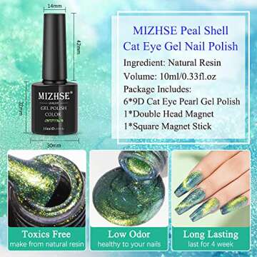 MIZHSE Cat Eye Nail Polish 6 Pcs, Magnetic Gel Polish Set 10ml Thread Effect Soak off Nail Art DIY Manicure Set for Home Salon