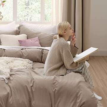 Bedsure Khaki Duvet Cover King Size - 3 Pieces Prewashed Extra Soft Bedding Set, Includes 1 Duvet Cover 104x90 Inches with Zipper Closure & 2 Pillow Shams, Comforter Not Included