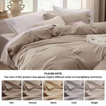 Bedsure Khaki Duvet Cover King Size - Soft Bedding Set