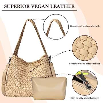 OlyPegic Woven Bag for Women, Woven Tote Bag Vegan Leather Retro Handbag, Handmade Summer Beach Bag ...