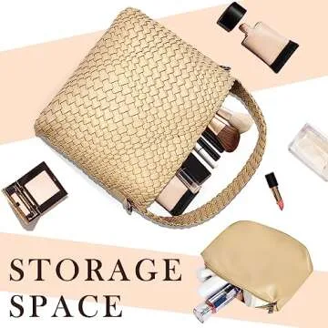 Elegant OlyPegic Woven Tote Bag - Vegan Leather Deluxe