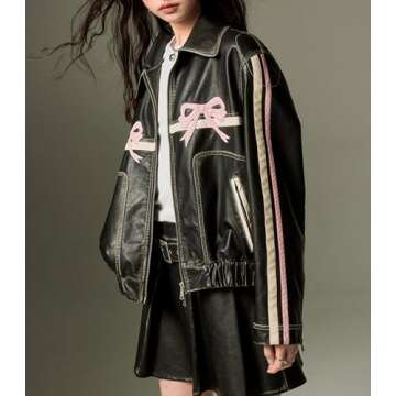 YELLOOP Pink Faux Leather Jacket Vintage Y2K Women
