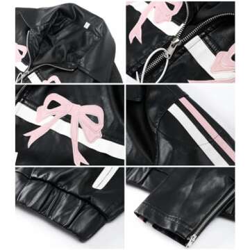YELLOOP Pink Faux Leather Jacket Vintage Y2K Women