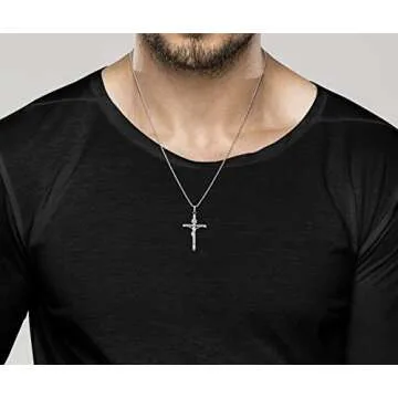 Miabella Rhodium Plated 925 Sterling Silver Crucifix Necklace
