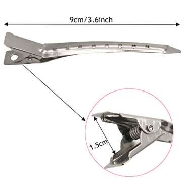 40PCS 3.5Inch Duck Bill Alligator Hair Clips Sliver Metal Hair Barrettes Professional Sectioning Cli...