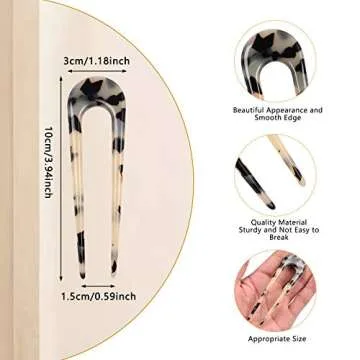 8 Pieces U-Shaped Hairpin Fork Sticks Tortoise Shell Hair Clips Bun Hair Pins Clips 2 Prongs Hair Stick Metal Hair Pin for Women Hair Styling Accessories