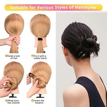 8 Pieces U-Shaped Hairpin Fork Sticks Tortoise Shell Hair Clips Bun Hair Pins Clips 2 Prongs Hair Stick Metal Hair Pin for Women Hair Styling Accessories