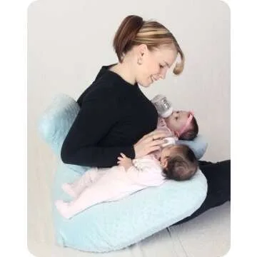 Twin Z Pillow with Cream Cover - 6 uses in 1 Twin Pillow Breastfeeding, Bottlefeeding, Tummy Time, Reflux, Support and Pregnancy Pillow