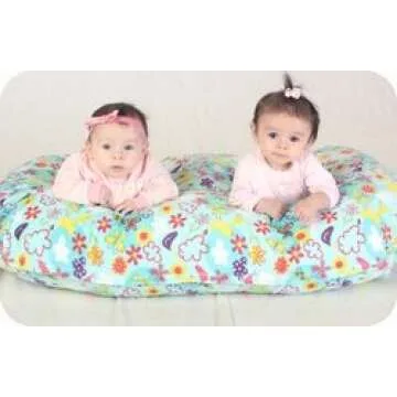 Twin Z Pillow with Cream Cover - 6 uses in 1 Twin Pillow Breastfeeding, Bottlefeeding, Tummy Time, Reflux, Support and Pregnancy Pillow