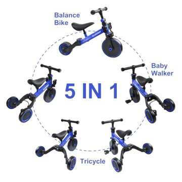 Elantrip 5 in 1 Balance Bike for 1 to 3 Years Old Kids,Toddler Tricycle Kids Trikes Tricycle, Best T...