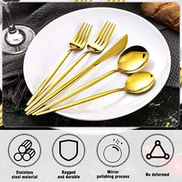 Meanplan 200 Pcs Gold Silverware Set for 40 Guests